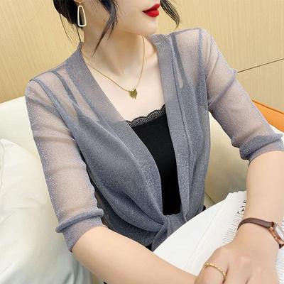 Scialle Estivo Leggero: Elegante Cardigan Corto in Filato a Rete, Perfetto per Abiti