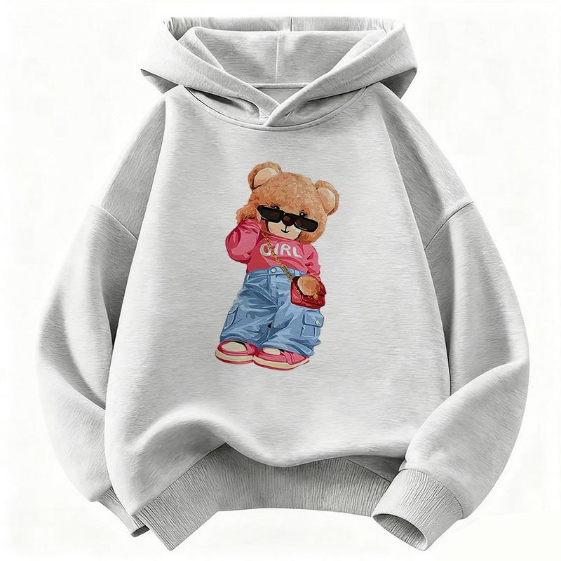 Streetwear Bear Design Y2k Kids Hoodie Hip Hop Children's Sweatshirt Hoody Casual Hoodies for Boys Girls Clothes
