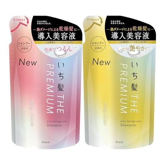 [Set purchase] THE PREMIUM Extra Damage Care Shampoo (Silky Smooth) Hair Care Non-Silicone Repair Refill 340ml 340ml (x 1) + THE PREMIUM [Shiny