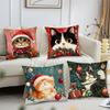 Weihnachts Katze Kissenbezug Mode Quadratischer Kissenbezug Schlafzimmer Sofa Zimmer Innendekoration Freizeit Kissenbezug 40x40
