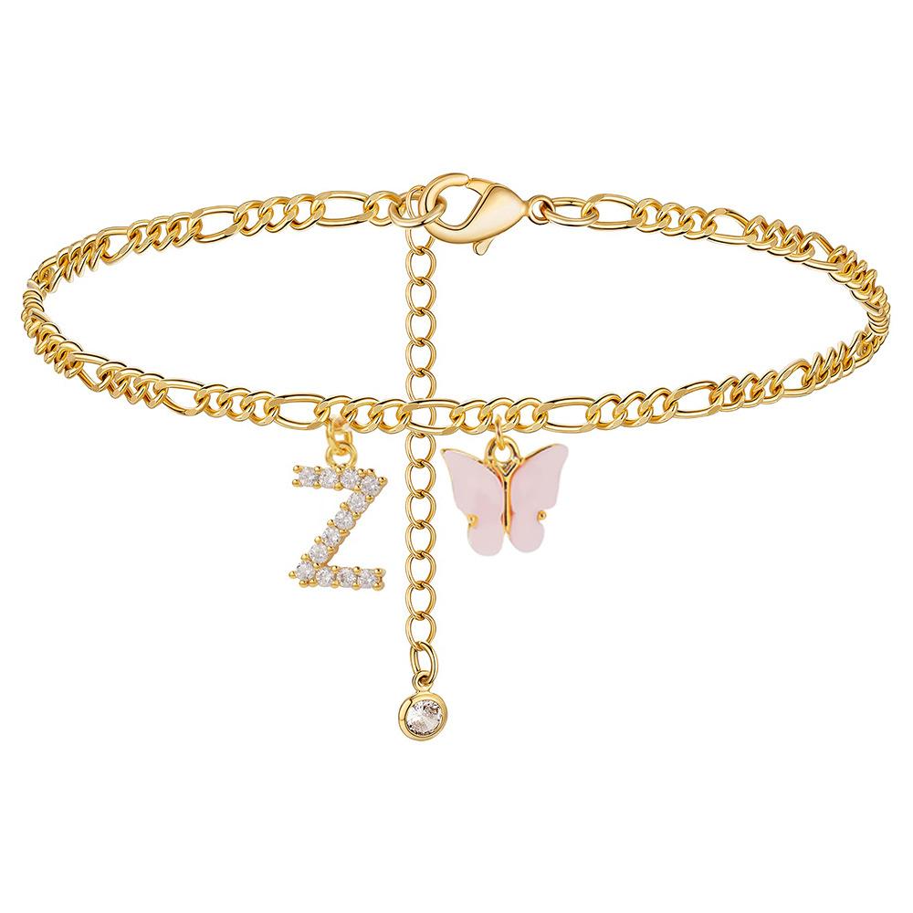 Stainless Steel Initial A-Z Letter Anklets For Women Girl Butterfly Trend Leg Chain Waterproof Jewelry Gift Party