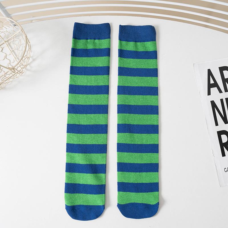 

Осенние новые детские носки средней длины в горизонтальную полоску, одинаковые по цвету, чулки выше колена для девочек, модные детские носки 42cm