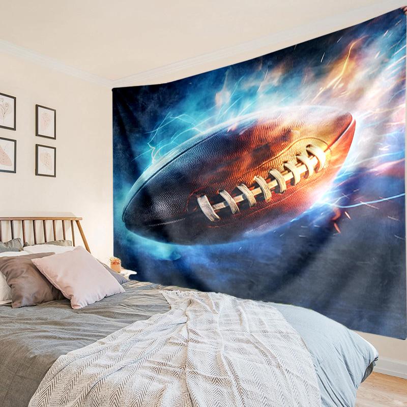 Flaming Football In Action Tapestry, Unique Design Tapestry, Wall Decor for Bedroom,Livingroom, Playroom,Heartwarming Fan Holiday Gifts