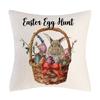 Happy Easter Cushion Cover Bunny Eggs Printed Pillow Cover Easter Rabbit Printed Pillowcase Home Decorative Throw Pillow Case