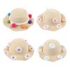Jijijing Dog Straw Hat, Cute Flower Pet Sun Breathable Summer Wide Brim Hat for Dogs Cats Camping Hiking