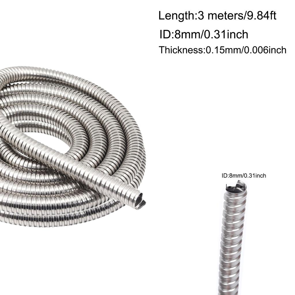 Inner Diameter 4-20mm 304 Stainlesss Steel Corrugated Pipe Wire Line Cable Conduit Protect Hose Tube Length 3 Meter