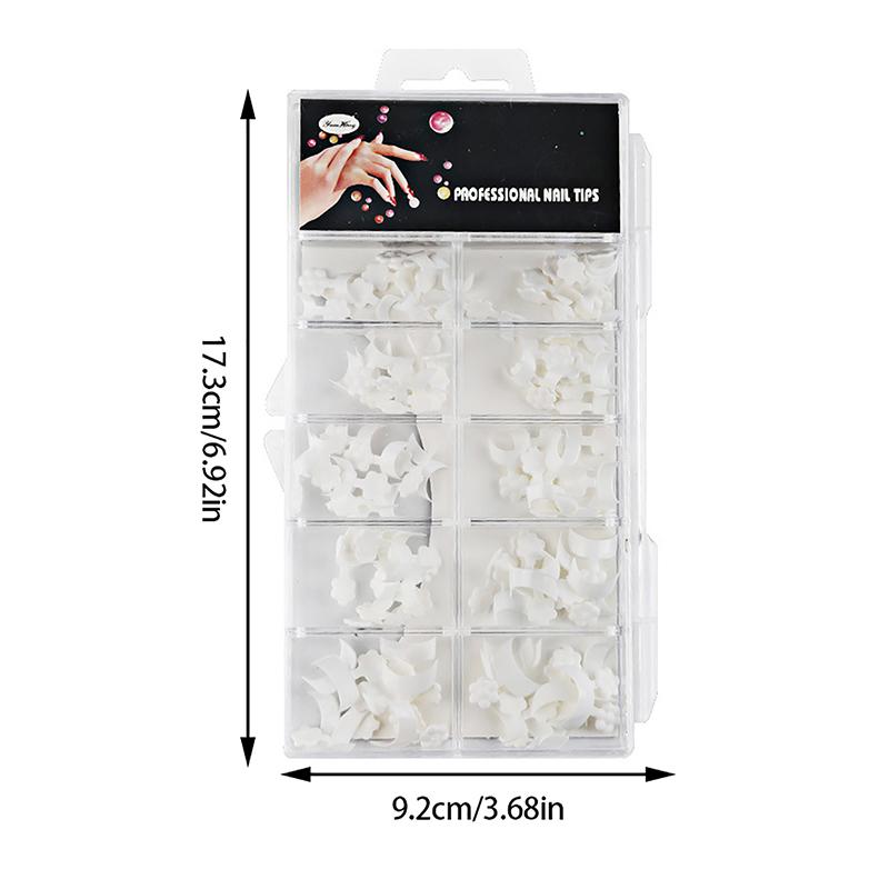 100 Stück/Set Pflaumenblüten Französische Falsche Nägel Tipps Aufdrücken Acrylnägel Natur Halbmond Für Maniküre Kunst Modellierdesign