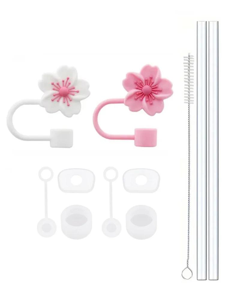 11Pcs Cup Accessories Se for Stanley Silicone Spill Proof Stopper Straw Cover Cap 2Pcs Reusable Straw 1 Cleaning Brush 40oz 30oz