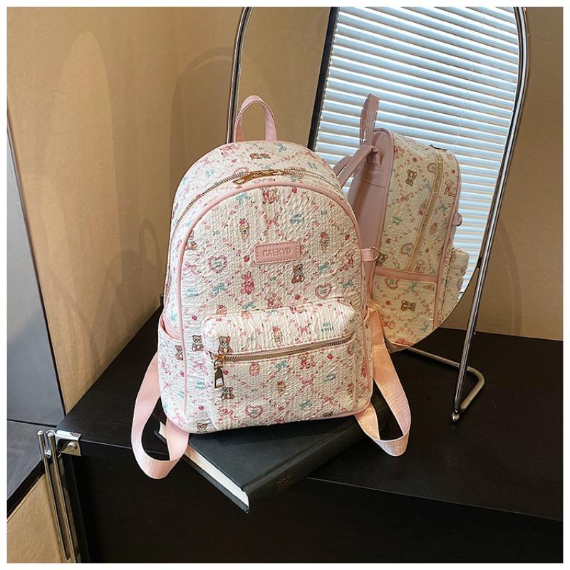 Cute Cartoon Bear Backpack Bag Women's New Fashion Print Casual Backpack Student Schoolbag