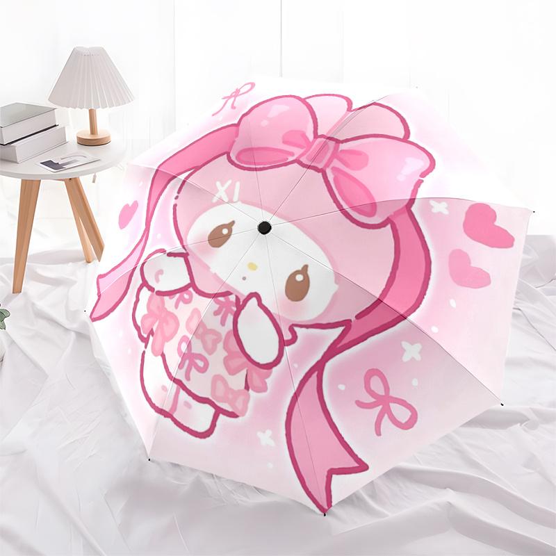 

1pc Pink Bowknot Outdoor Umbrella - Automatic Open/Closed, Portable Tri-Fold Design, 8-Rib Iron Frame, Festival Gift for Fans, Travelers, Daily Use.A0