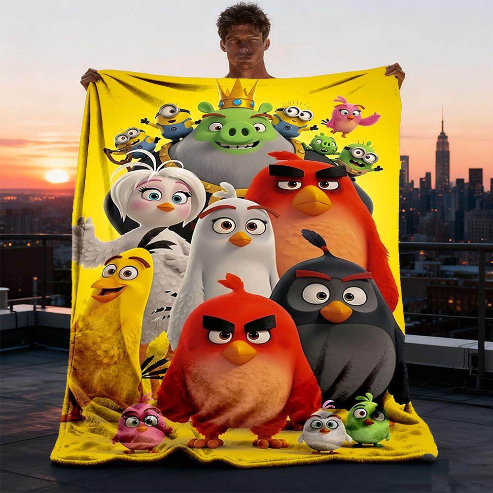 1 Stück Angry Birds Outdoor Weiche Decke Ultra Plüschig, Warm, Vielseitig und Pflegeleicht für Camping, und