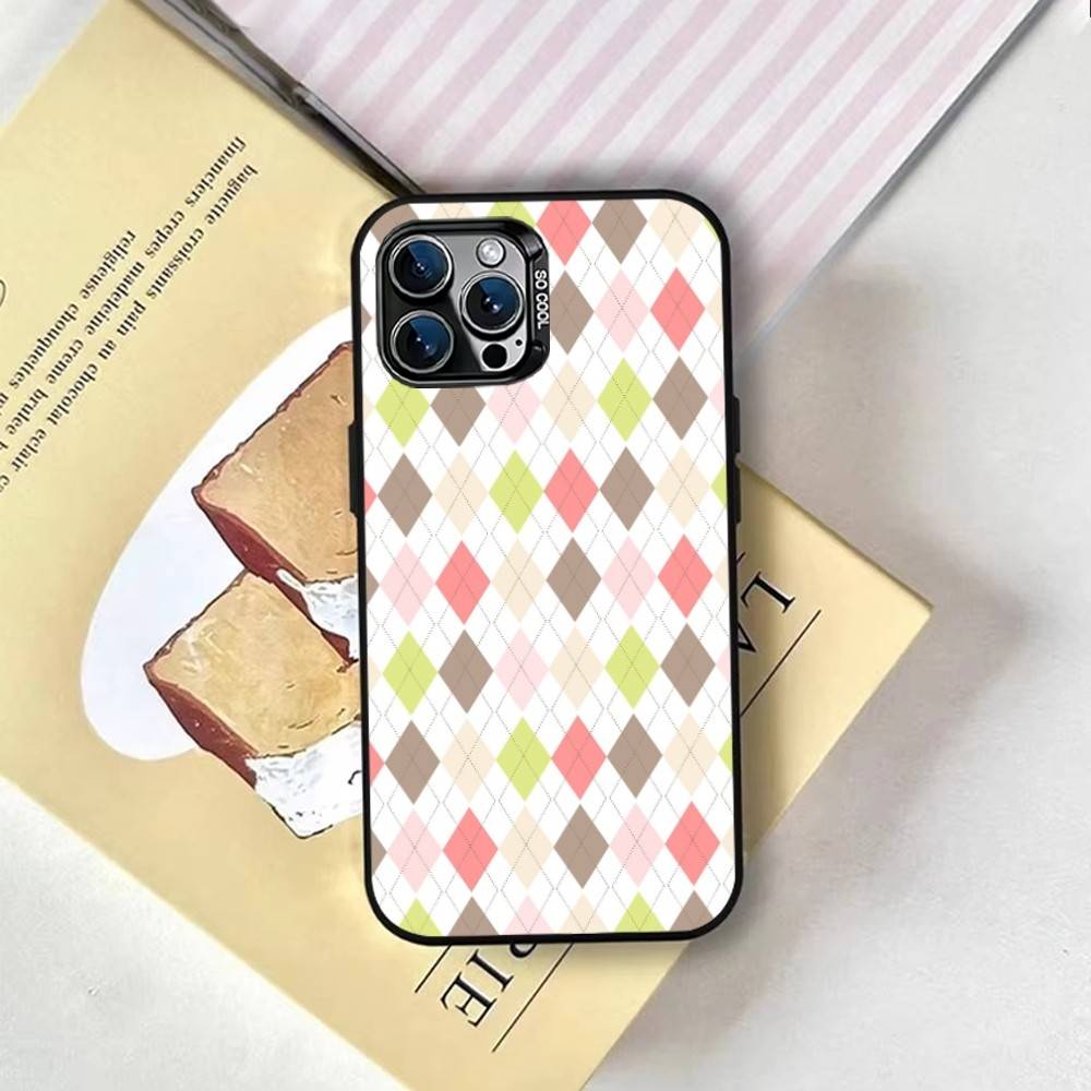 plaid background Phone Case For iPhone 17,16,15,14,13,12,11 Plus,Pro Max,XS,Colored Silver Plated Inside Cover