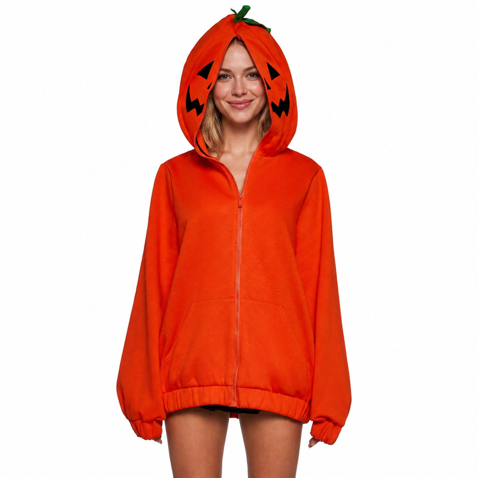 Women s Casual Long Sleeve Pumpkin Halloween Letter Print Sweatshirt XXL