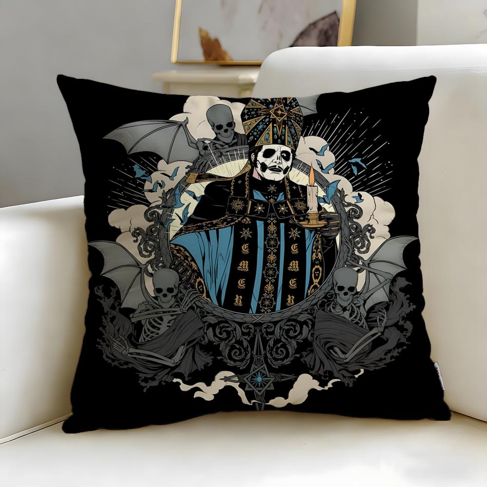 Classic Band Ghost Cushion Cover Soft  EasyWash Pillow Case  Versatile for Couch Bed Travel and Office