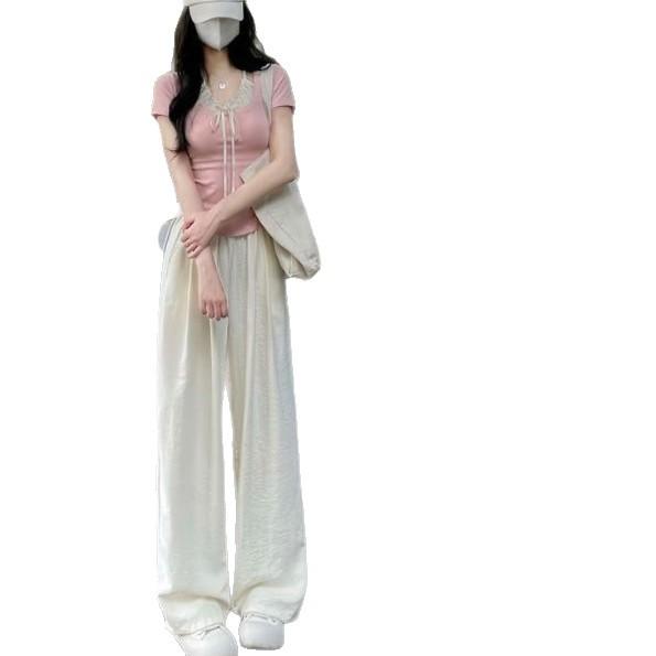 Summer Thin Section of Small Women Loose Summer Models Casual Long Trousers Outside Trousers Wide Leg Women Trousers