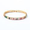 18K Gold Plated Cubic Zircon Adjustable Colorful Bracelets For Women Girls Rainbow CZ Jewelry Best Birthday Party Wedding Gift