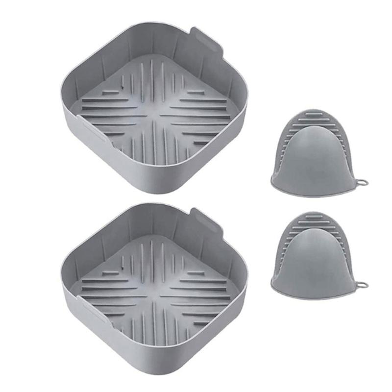 

Air Fryer Pads Silicone Air Fryer Tray Square Silicone Pot Liners with Silicone Gloves Silicone Material for Air Fryers 1