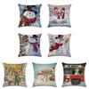 Festive Christmas Cushion Cover Featuring Charming Snowman And Santa Claus Design For Cozy Home Decor