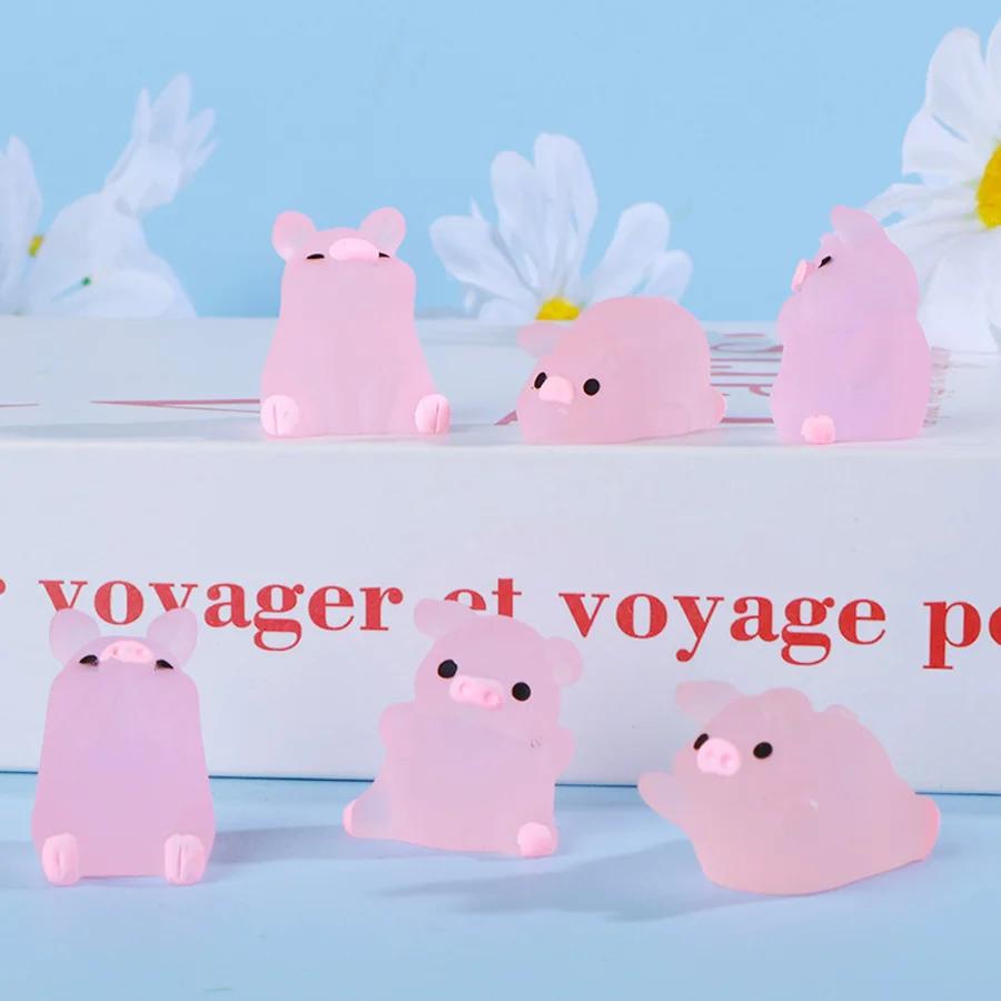 Luminous Pink Pig Decoration - Creative ABS Mini Pig Craft Set, Suitable for Home DIY Decoration and Motorcycle Decoration