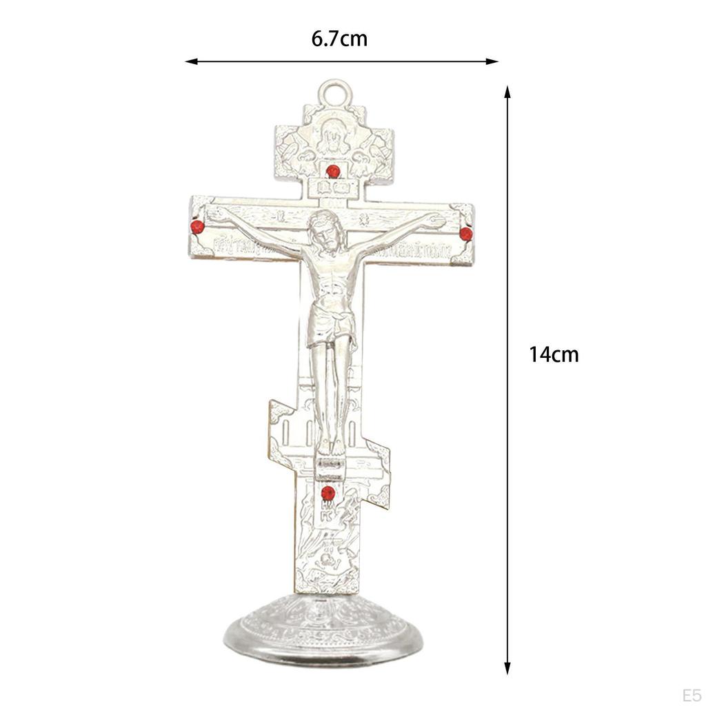 Christian Cross for Desk - Metal Tabletop Crucifix Home
