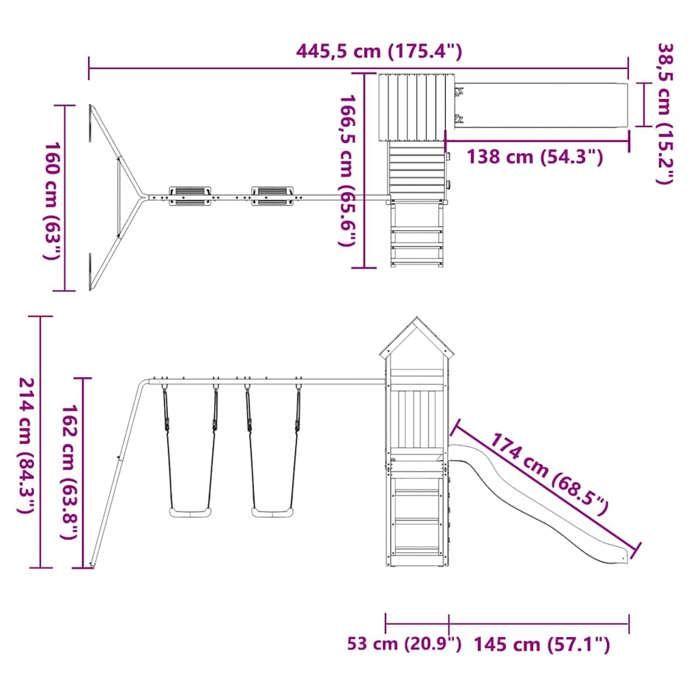 VidaXL Aire de jeux d'extérieur bois de pin imprégné, ensemble de jeu, ensemble de jeu en bois, ensemble de terrain de jeu 3155896
