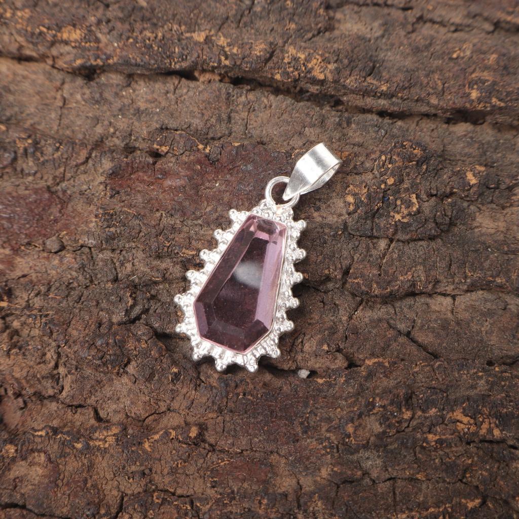 Morganite Stone 925 Sterling Silver Handcrafted Wedding Gift Engagement Pendant PP-54-10