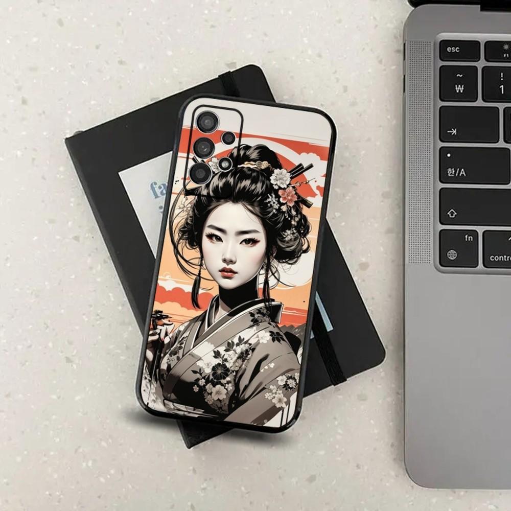 Samurai Warrior Geisha Phone Case For Samsung S21,S22,S23,S30,Ultra,S20,Plus,Fe,Lite,Note,10,9,5G Black Soft Cover