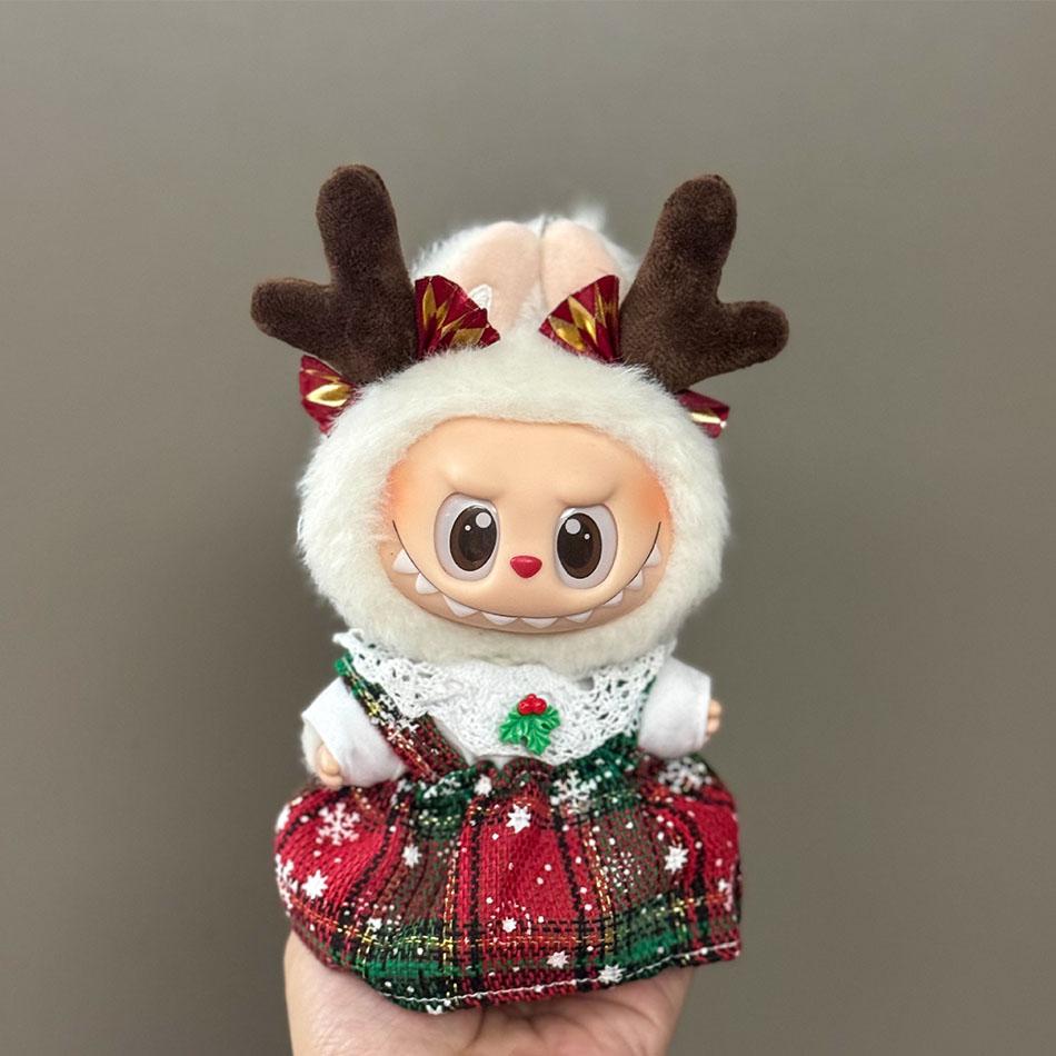 For 15-17cm Labubu V1/V2/V3 Mini Doll Clothes Outfit Merry Christmas Hat ClothesScarf Elk Snowman Doll Accessorie Party Game Toy