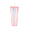 710ML 24OZ Tazza d'acqua di grande capacità Bicchiere opaco completamente tempestato Tazza di plastica riutilizzabile con ampia apertura Coperchio a prova di perdite
