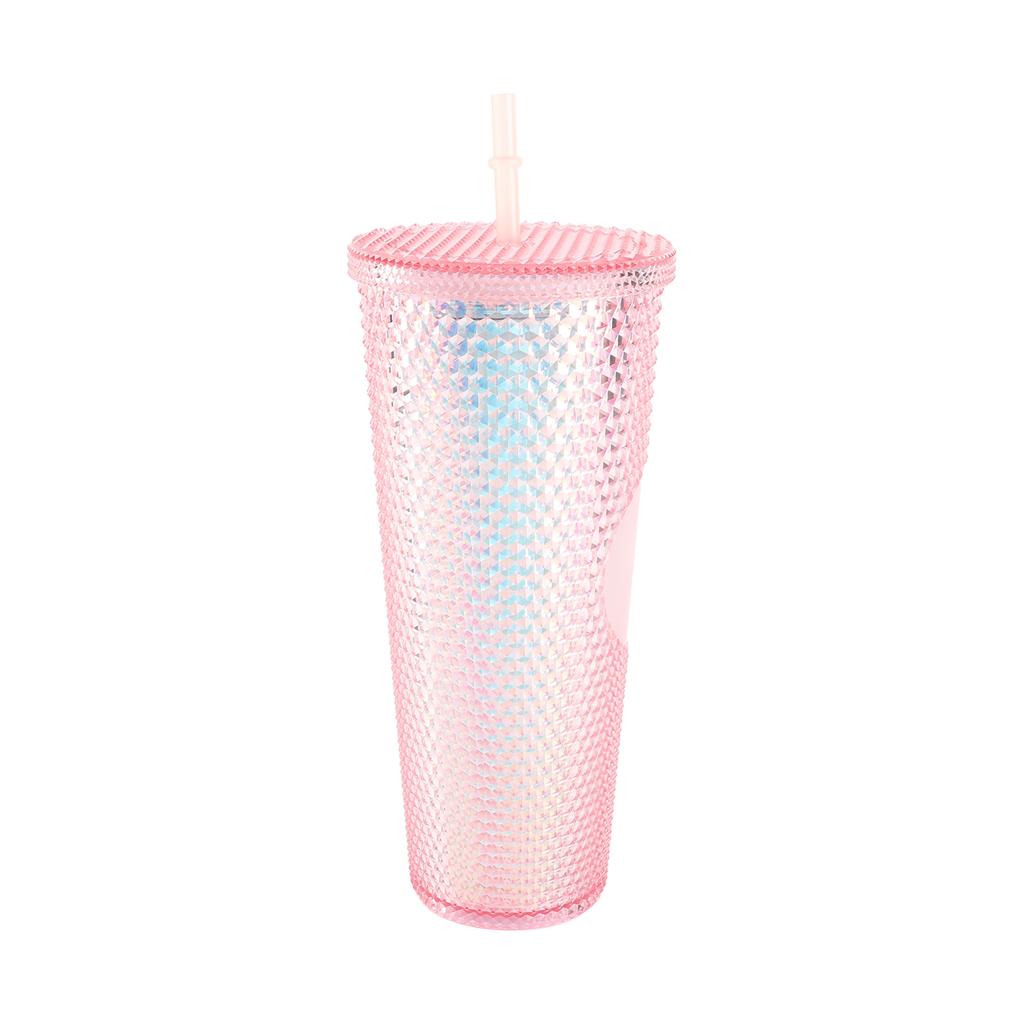 710ML 24OZ Tazza d'acqua di grande capacità Bicchiere opaco completamente tempestato Tazza di plastica riutilizzabile con ampia apertura Coperchio a prova di perdite