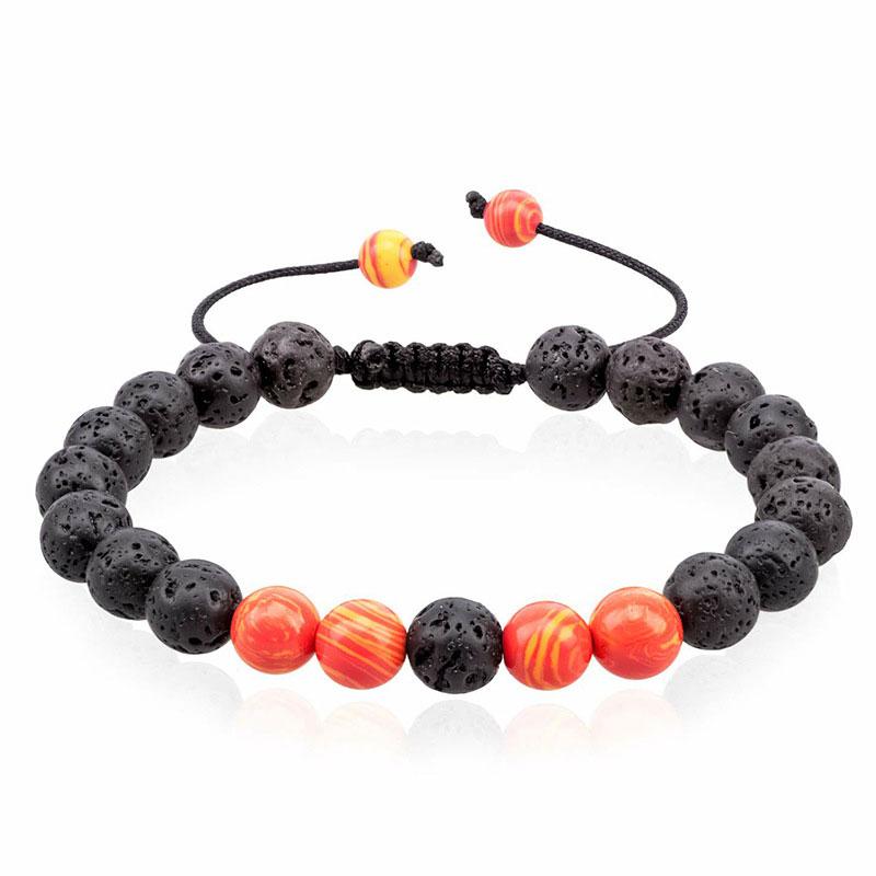 Black Lava Stone Crown Charm Tiger Eye Beads Bracelet For Men Women Braided Bracelets Handmade Adjustable  Pulseira