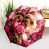 Yorkshire Terrier and Heart pattern, automatic folding umbrella, portable and foldable design, 8 ribs, a Christmas or birthday gift.