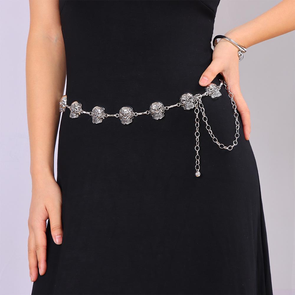 European & American Gothic Skull Waist Chain - Single Layer Metal Body Jewelry, Fashionable & Versatile