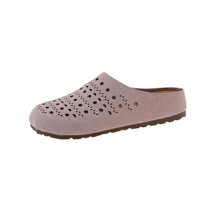 Mori Retro Dicksohlige Taschenkopf-Slipper für Damen-Oberbekleidung 2025 Sommer Neue Mode Hohl Faule Ein-Pedal-Slipper