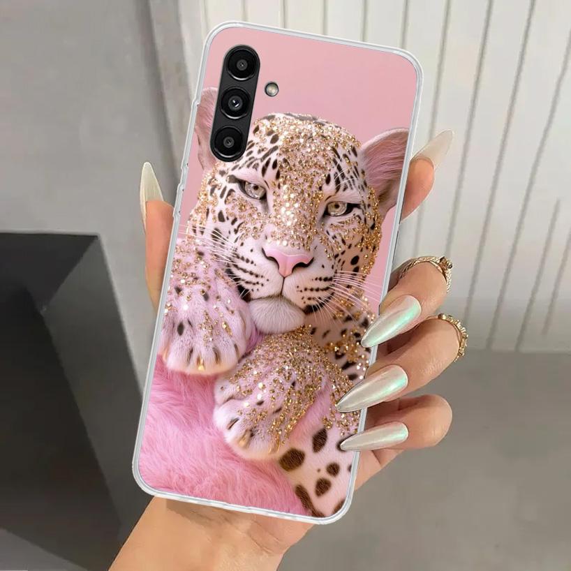 Pink Leopard Print Phone Case for Samsung Galaxy A17 A16 A37 A26 A36 A57 A56 A15 A25 A35 A55 A14 A24 A34 A54 A13 A23 A33 A53 Gal