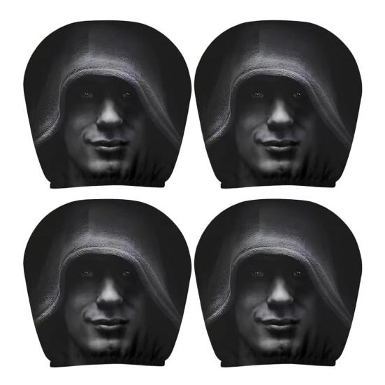 Funny Car Prank Gifts 4 Pcs Halloween Headrest Covers, Creepy Ghost Face Seat Decorative Protectors Protector, Universal Auto Decor for