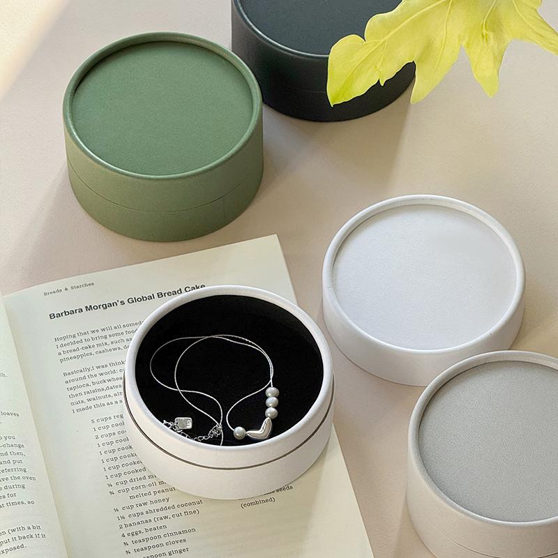 Round Jewelry Storage Box Slotted Earrings Holder Portable Paper Organizer for Bedroom Vanity Trip Small Gift for Girls