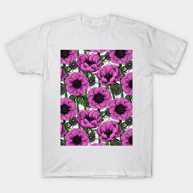 Unisex Fashion TShirt Pink Anemone Garden Print TShirt Plus Size S-5XL T-Shirt 100%Cotton Tops O Neck Short Sleeve Tees