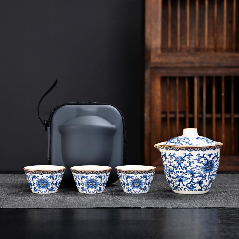 Travel Tea Set, Convenient Ceramic Express Cup, a Pot of 3 Cups, Company Business Activities Souvenir