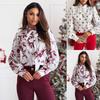 Camisa de manga larga con lazo y estampado sencillo de primavera para mujer