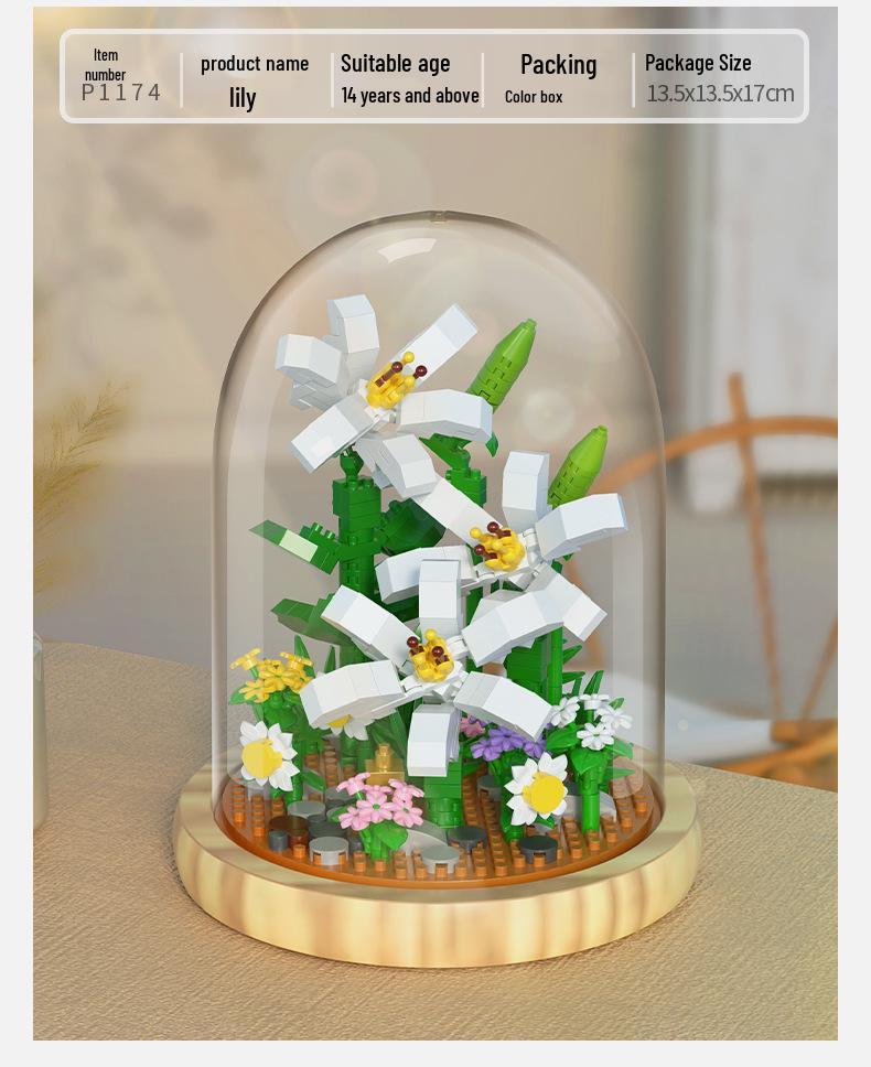 Premium Sunflower Eternal Flower Micro-Particle Building Block Toy - Compatible with Lego, Christmas Ornament, Educational Gift