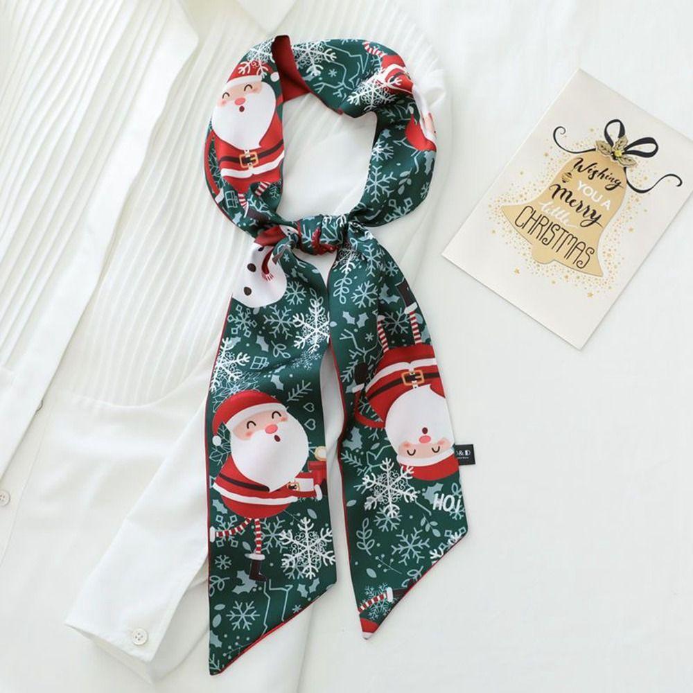 Red Bag Scarfs Accessories Long Silk Scarf Christmas Hair Band Hair Ribbon Female Printed Scarf