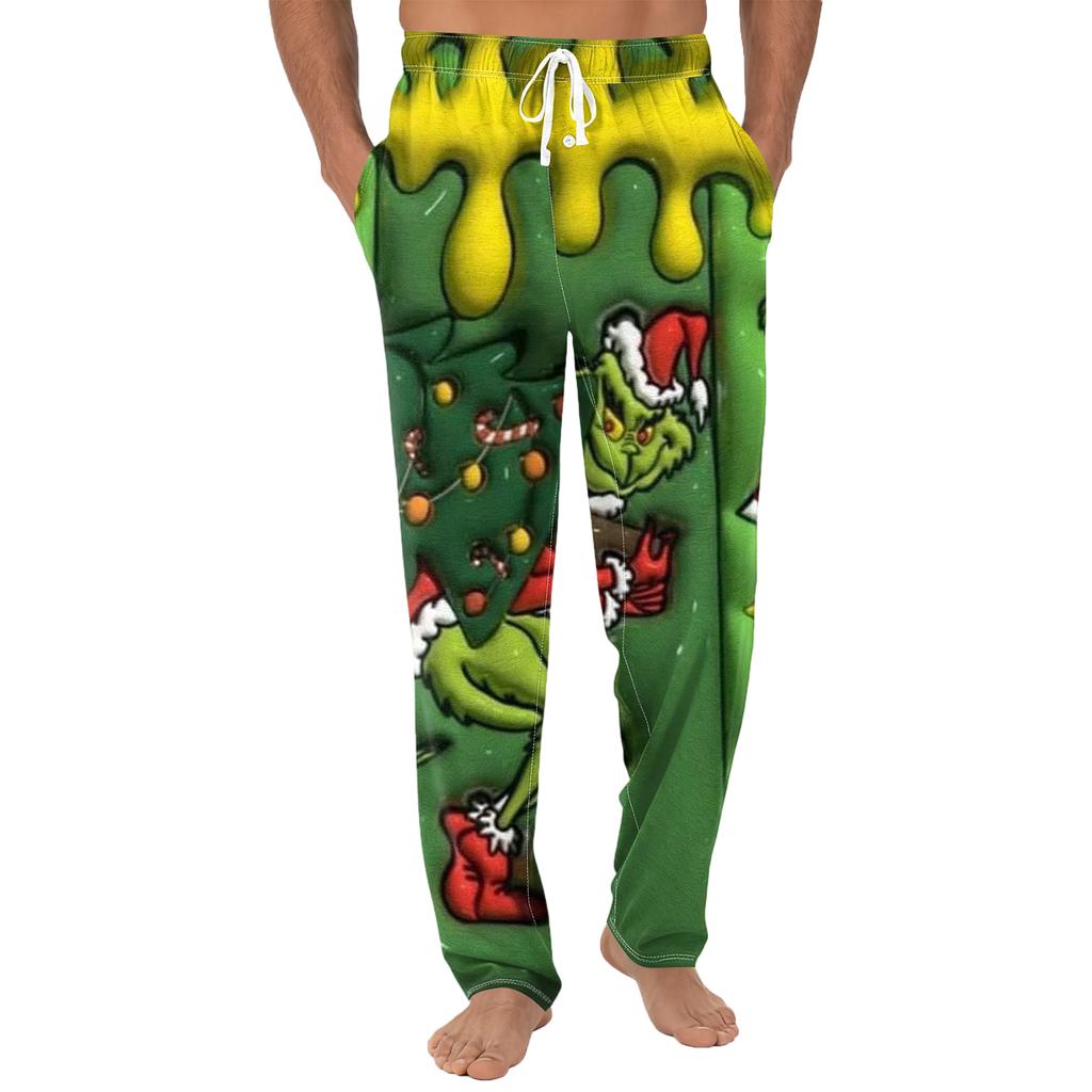 Men's Plain Knit Solid Pocket Casual Pants Home Pajama Pants