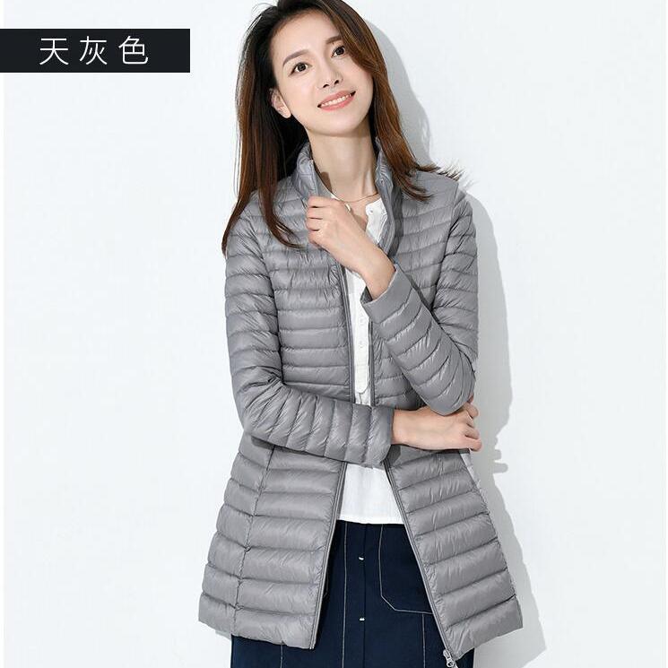 Down jacket women's winter medium and long light and thin white duck down warm and thin fashion slim jacket
