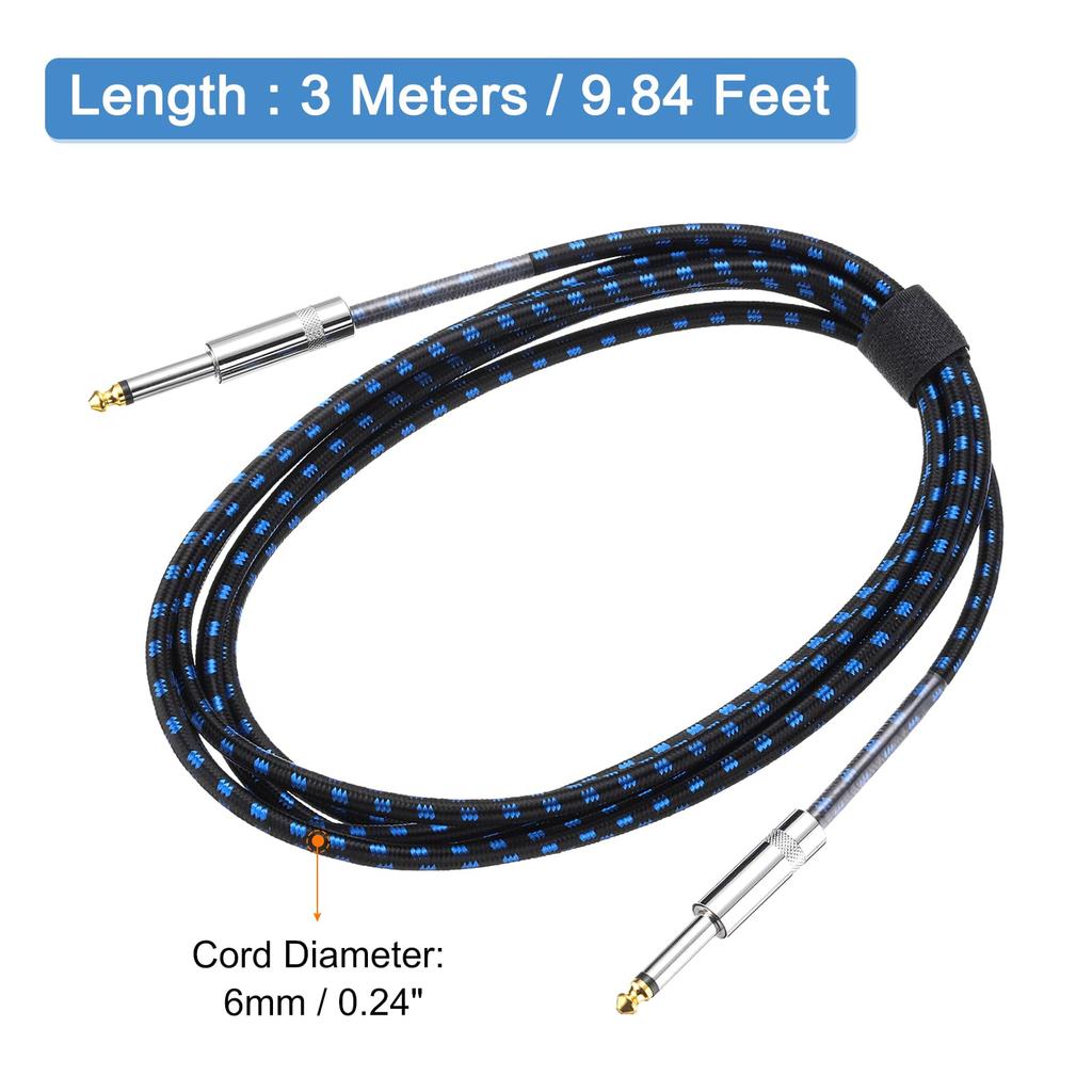 Uxcell 10ft Guitar Instrument Cable, 14" To 14" Straight 6.35mm Female To Female Jack Stereo Audio Interconnect Cord, Balanced Line for Guitar and