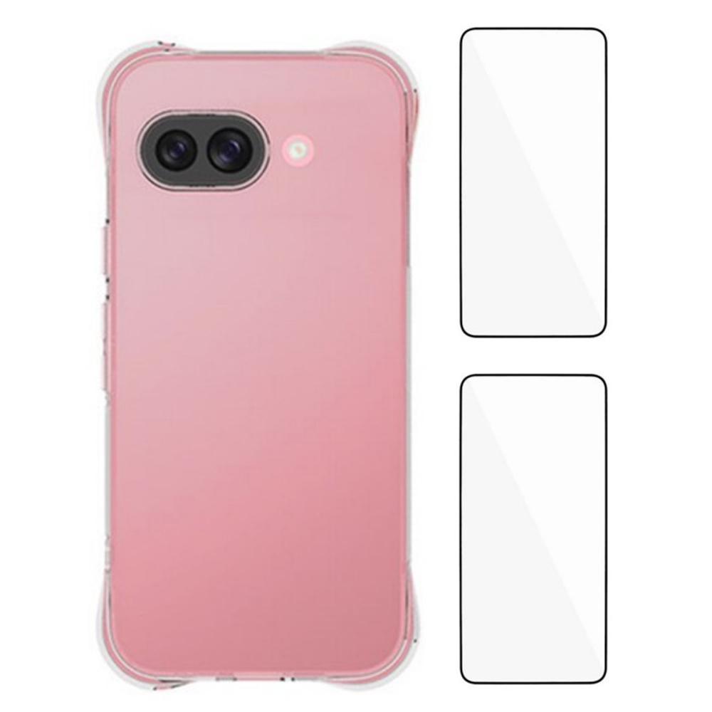 

WANLONFENG WL2 Series for Google Pixel 9a Case 2.0mm TPU Precise Cutouts Phone Cover with 2Pcs Tempered Glass Films Type A
