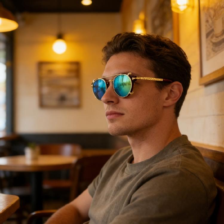 Fashion Round Frame Sunglasses Eyeglasses For Men Women With UV400 Shielding And Outdoor Motorcycling Driving Eyewear