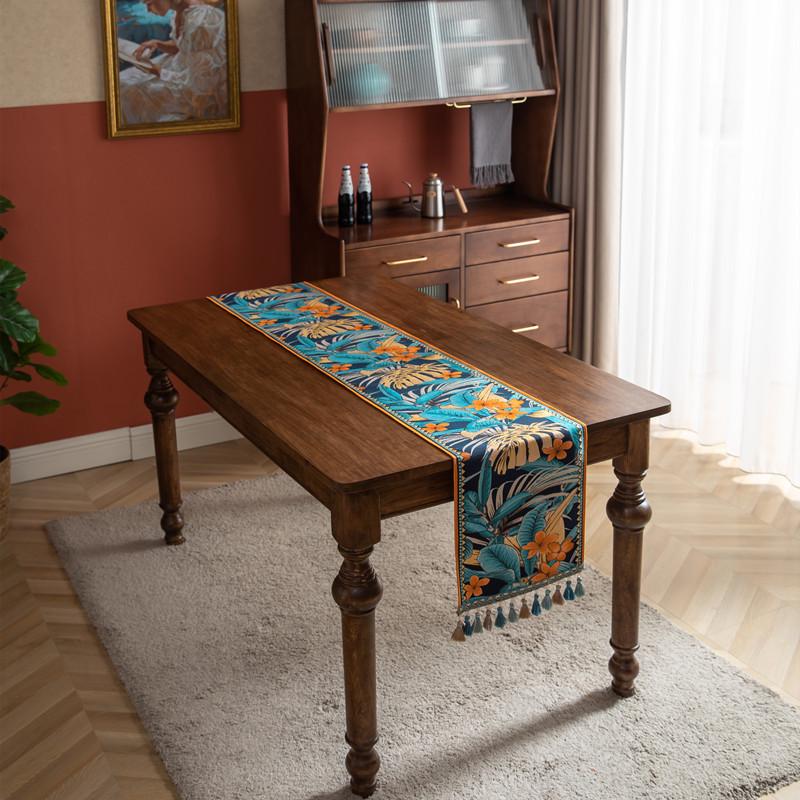 

Американская ретро жаккардовая скатерть-дорожка с кистями в тропическом стиле 33x140 cm