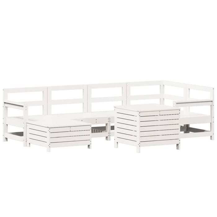 VidaXL Salon de jardin 7 pcs blanc bois de pin massif 3250985