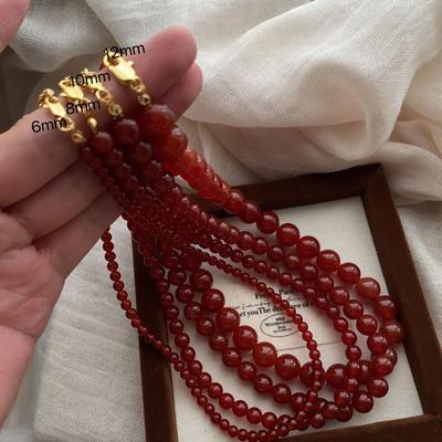Retro Agate Necklace Temperament Simple Fashion Necklace Collarbone Chain Agate Beaded Premium Versatile